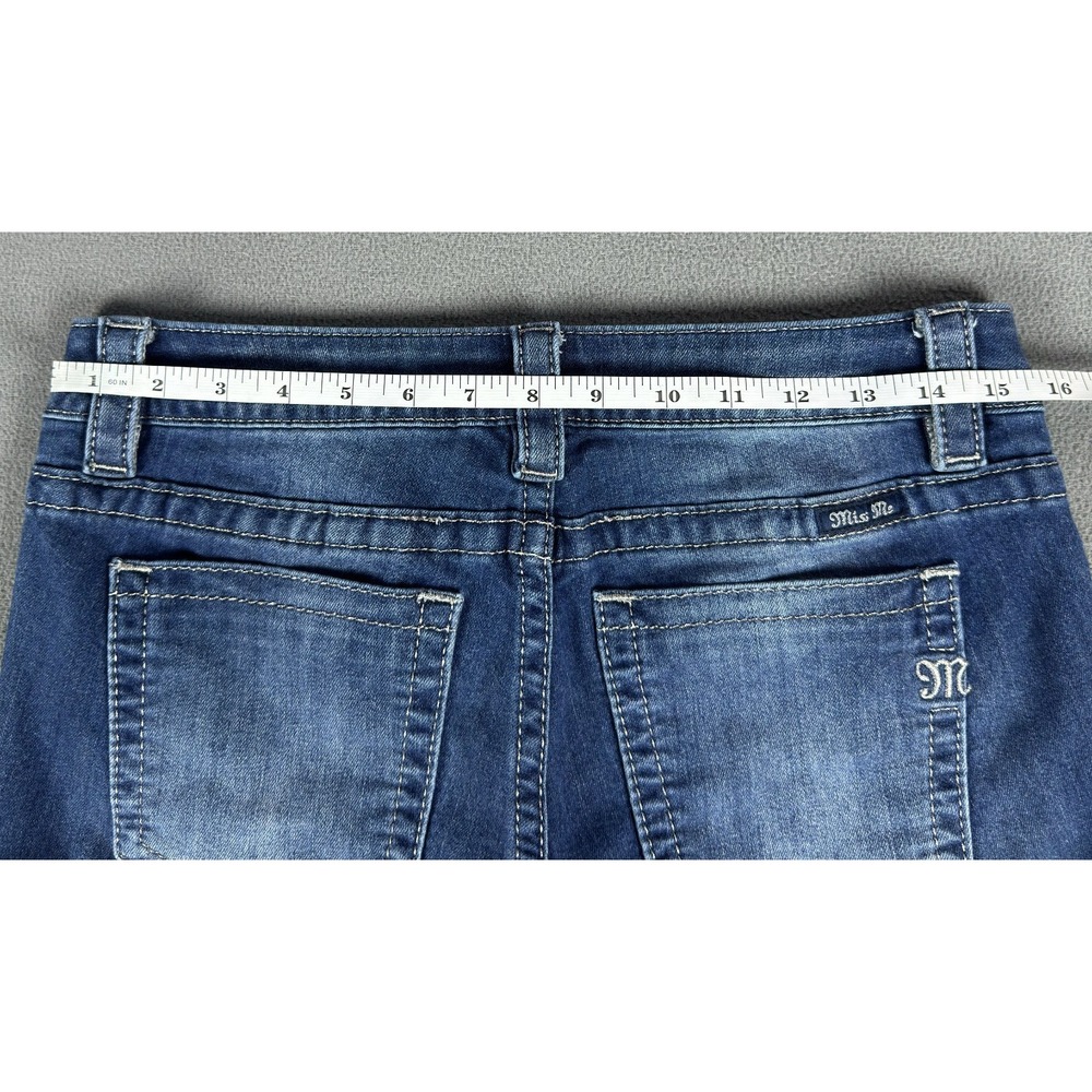 Miss Me Jeans Womens 28 Blue Mid Rise Boot Distressed Whiskered Y2K Cowgirl - Picture 7 of 12